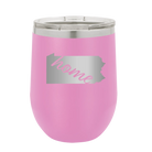 Laser etched light purple 12 oz vacuum insulated wine cup with 'Pennsylvania Home' design