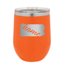 Laser etched orange 12 oz vacuum insulated wine cup with 'Pennsylvania Home' design