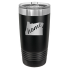 Laser etched black 20 oz vacuum insulated tumbler with 'Oregon Home' design