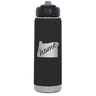 Laser etched black 20 oz vacuum insulated water bottle with 'Oregon Home' design