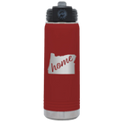 Laser etched maroon 20 oz vacuum insulated water bottle with 'Oregon Home' design