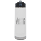 Laser etched white 20 oz vacuum insulated water bottle with 'Oregon Home' design