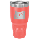 Laser etched coral 30 oz vacuum insulated tumbler with 'Oregon Home' design