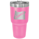 Laser etched pink 30 oz vacuum insulated tumbler with 'Oregon Home' design