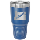 Laser etched royal blue 30 oz vacuum insulated tumbler with 'Oregon Home' design