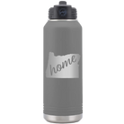 Laser etched dark gray 32 oz vacuum insulated water bottle with 'Oregon Home' design