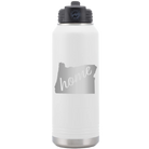 Laser etched white 32 oz vacuum insulated water bottle with 'Oregon Home' design