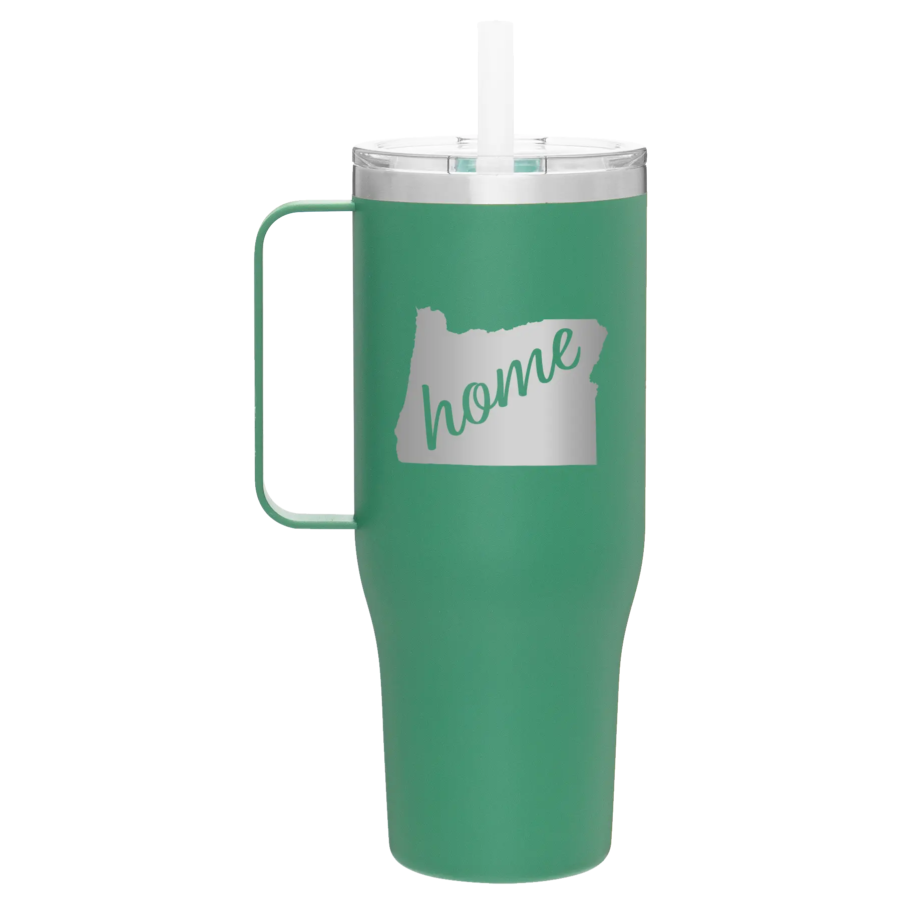 Laser etched forage 40 oz vacuum insulated tumbler mug with 'Oregon Home' design