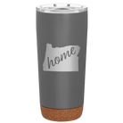 Laser etched storm gray 20 oz vacuum insulated tumbler with 'Oregon Home' design