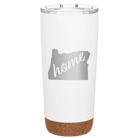 Laser etched white 20 oz vacuum insulated tumbler with 'Oregon Home' design