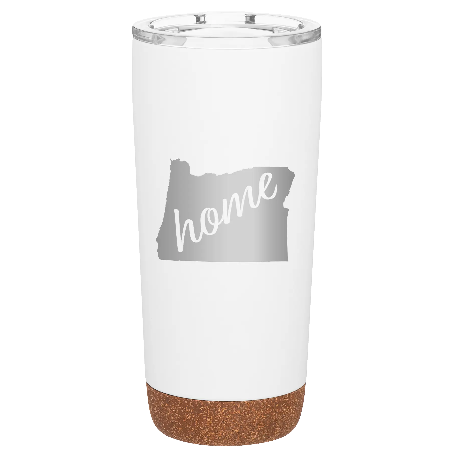 Laser etched white 20 oz vacuum insulated tumbler with 'Oregon Home' design