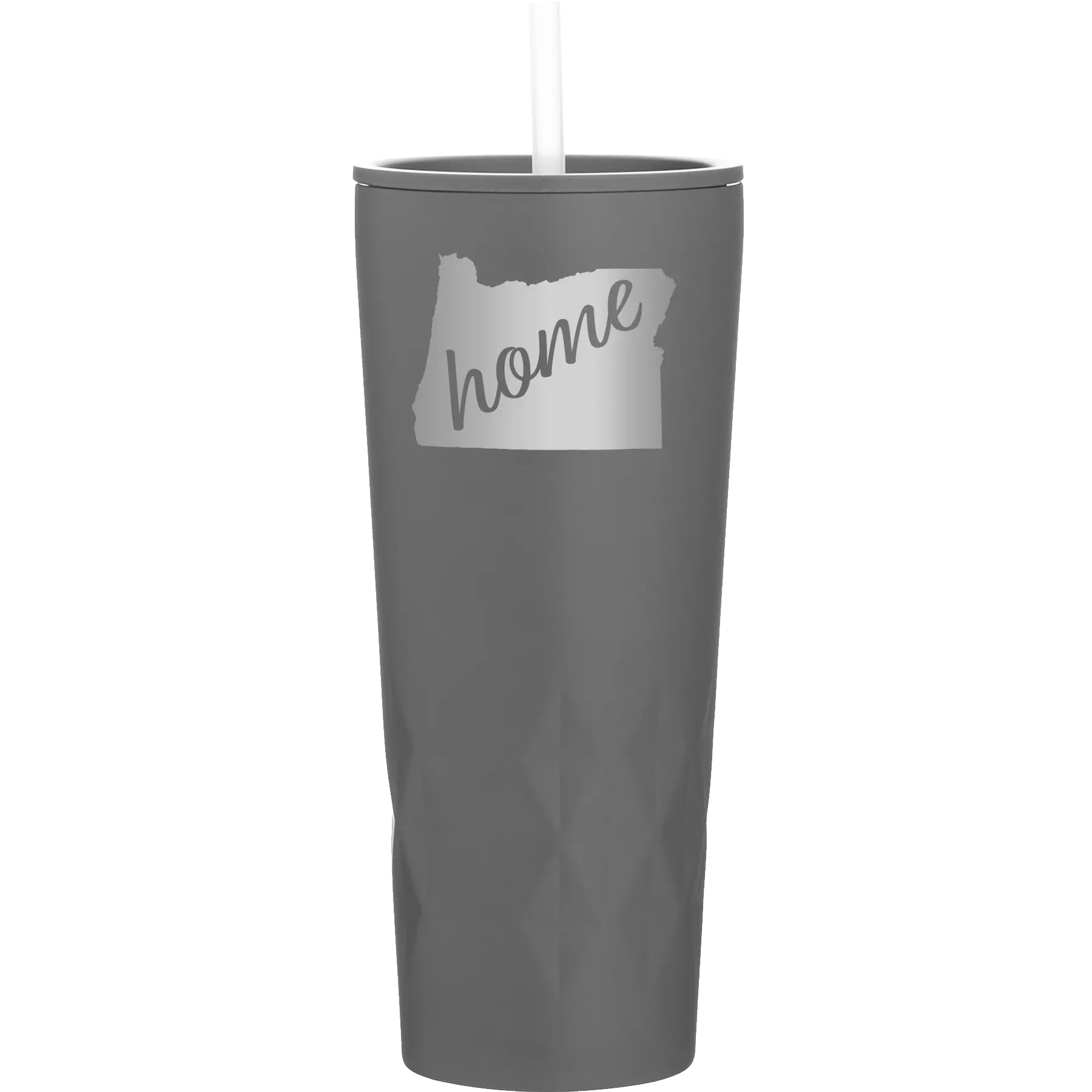 Laser etched slate 20 oz vacuum insulated tumbler with 'Oregon Home' design