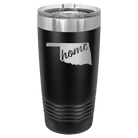 Laser etched black 20 oz vacuum insulated tumbler with 'Oklahoma Home' design
