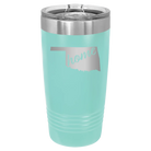 Laser etched teal 20 oz vacuum insulated tumbler with 'Oklahoma Home' design