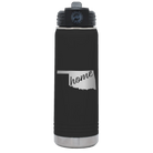 Laser etched black 20 oz vacuum insulated water bottle with 'Oklahoma Home' design