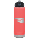Laser etched coral 20 oz vacuum insulated water bottle with 'Oklahoma Home' design