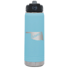 Laser etched light blue 20 oz vacuum insulated water bottle with 'Oklahoma Home' design