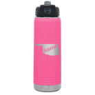 Laser etched pink 20 oz vacuum insulated water bottle with 'Oklahoma Home' design