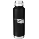 Laser etched black 24 oz vacuum insulated water bottle with 'Oklahoma Home' design