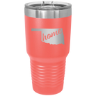 Laser etched coral 30 oz vacuum insulated tumbler with 'Oklahoma Home' design