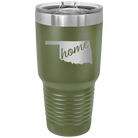 Laser etched olive green 30 oz vacuum insulated tumbler with 'Oklahoma Home' design