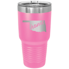 Laser etched pink 30 oz vacuum insulated tumbler with 'Oklahoma Home' design