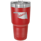 Laser etched red 30 oz vacuum insulated tumbler with 'Oklahoma Home' design
