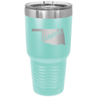 Laser etched teal 30 oz vacuum insulated tumbler with 'Oklahoma Home' design