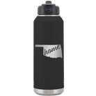 Laser etched black 32 oz vacuum insulated water bottle with 'Oklahoma Home' design