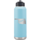 Laser etched light blue 32 oz vacuum insulated water bottle with 'Oklahoma Home' design