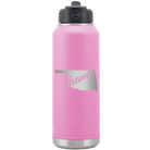 Laser etched light purple 32 oz vacuum insulated water bottle with 'Oklahoma Home' design