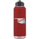 Laser etched maroon 32 oz vacuum insulated water bottle with 'Oklahoma Home' design