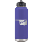 Laser etched purple 32 oz vacuum insulated water bottle with 'Oklahoma Home' design