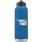 Laser etched royal blue 32 oz vacuum insulated water bottle with 'Oklahoma Home' design