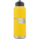 Laser etched yellow 32 oz vacuum insulated water bottle with 'Oklahoma Home' design