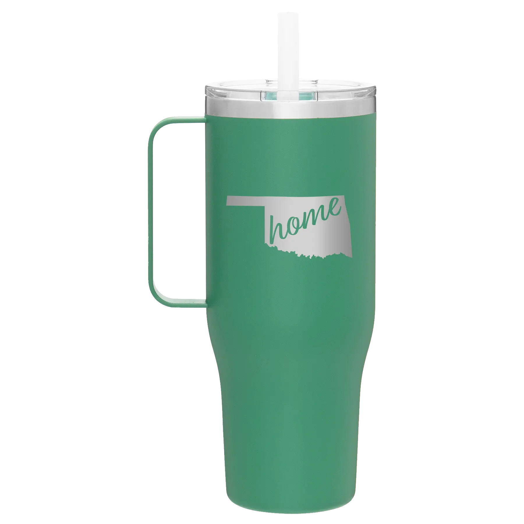 Laser etched forage 40 oz vacuum insulated tumbler mug with 'Oklahoma Home' design