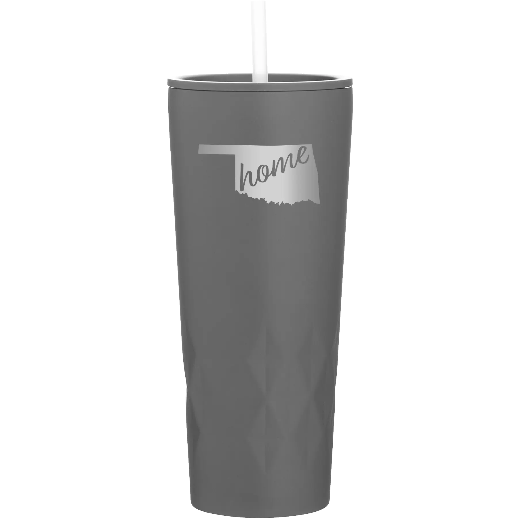 Laser etched slate 20 oz vacuum insulated tumbler with 'Oklahoma Home' design