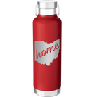 Laser etched red 24 oz vacuum insulated water bottle with 'Ohio Home' design
