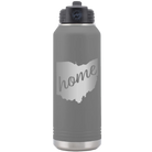 Laser etched dark gray 32 oz vacuum insulated water bottle with 'Ohio Home' design