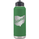 Laser etched green 32 oz vacuum insulated water bottle with 'Ohio Home' design
