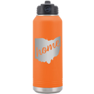 Laser etched orange 32 oz vacuum insulated water bottle with 'Ohio Home' design