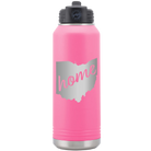 Laser etched pink 32 oz vacuum insulated water bottle with 'Ohio Home' design