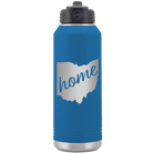 Laser etched royal blue 32 oz vacuum insulated water bottle with 'Ohio Home' design