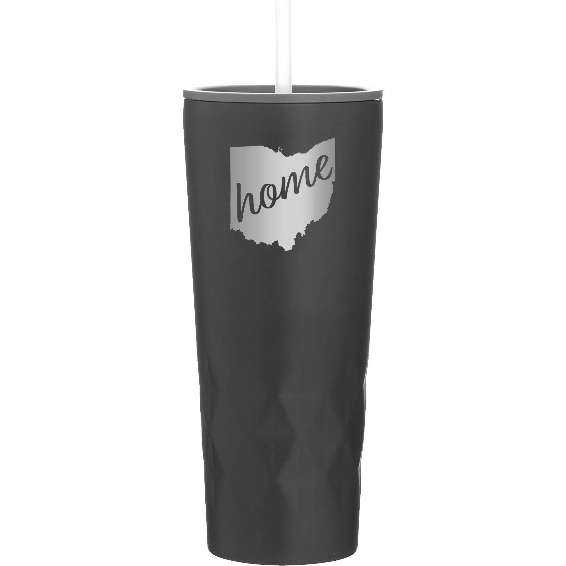 Laser etched black 20 oz vacuum insulated tumbler with 'Ohio Home' design