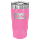 Laser etched pink 20 oz vacuum insulated tumbler with 'North Dakota Home' design
