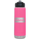 Laser etched pink 20 oz vacuum insulated water bottle with 'North Dakota Home' design