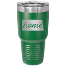 Laser etched green 30 oz vacuum insulated tumbler with 'North Dakota Home' design