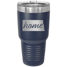 Laser etched navy 30 oz vacuum insulated tumbler with 'North Dakota Home' design