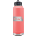 Laser etched coral 32 oz vacuum insulated water bottle with 'North Dakota Home' design