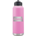 Laser etched light purple 32 oz vacuum insulated water bottle with 'North Dakota Home' design
